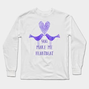 Heartbeat birds purple Long Sleeve T-Shirt